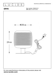Настольная лампа LUCIDE ERYN 70583/01/11