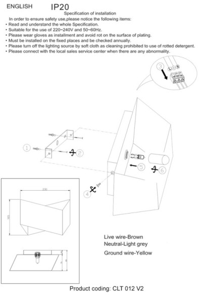 Бра Crystal Lux CLT 012 CLT 012 WH-SL V-2