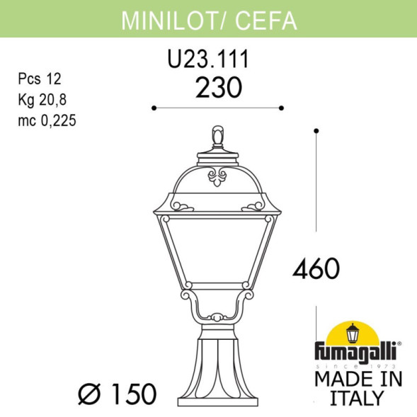 Садово-парковый светильник Fumagalli U23.111.000.VXF1R CEFA