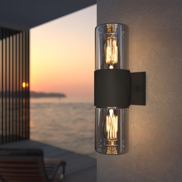 Уличный настенный светильник Elektrostandard Roil (35125/D) чёрный/дымчатый плафон