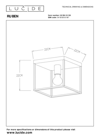 Потолочный светильник LUCIDE RUBEN 00124/01/30