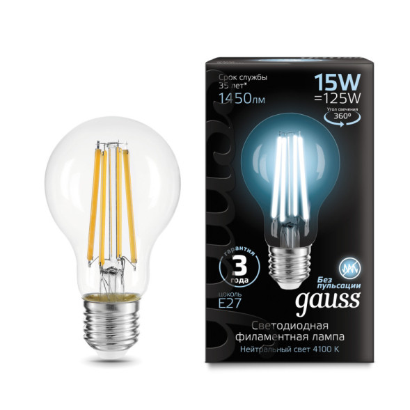 Светодиодная лампа Gauss 102902215 15W 220V 1450lm E27 белый (дневной)