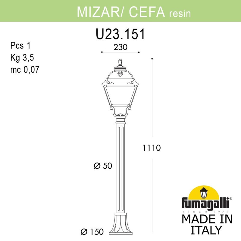 Садово-парковый светильник Fumagalli U23.151.000.VYF1R CEFA