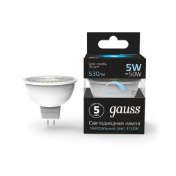 Светодиодная лампа Gauss Софитная 101506205-D 5W 220V 530lm GU10 белый (дневной)