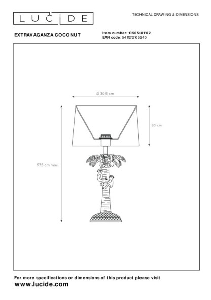 Детская настольная лампа LUCIDE EXTRAVAGANZA COCONUT 10505/81/02