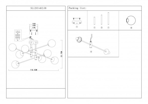 Потолочная люстра ST-Luce LIMANO SL1203.402.08