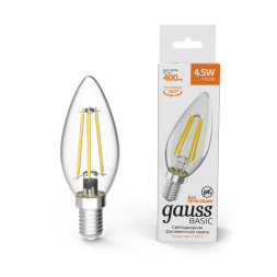 Светодиодная лампа Gauss 1031115 4.5W 220V 400lm E14 белый (теплый)