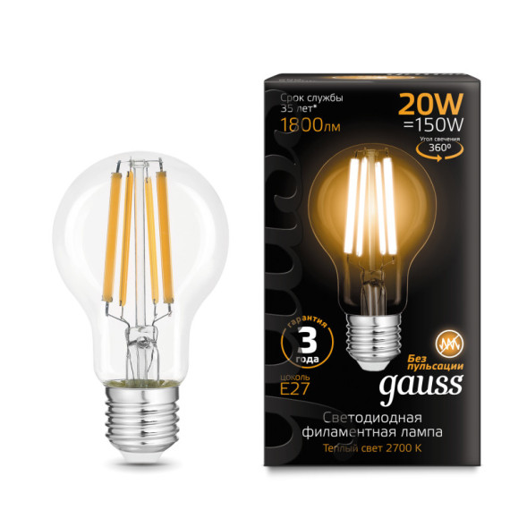 Светодиодная лампа Gauss 102902120 20W 220V 1800lm E27 белый (теплый)