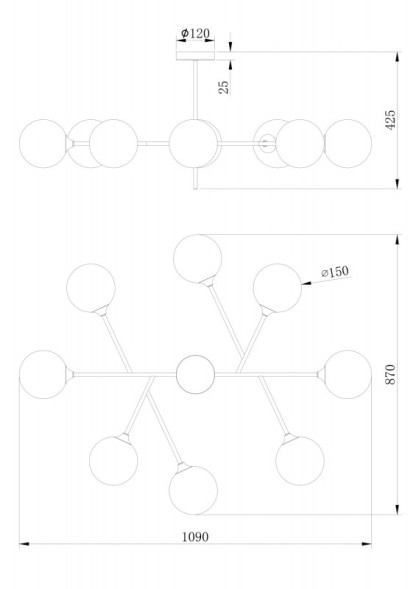 Люстра на штанге Freya Maddison FR5115PL-08BZ
